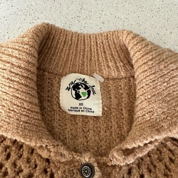 NWT Free People Snowdrift Pullover Camel Heather Ruffled Long Sleeve Collar Chic - Picture 15 of 16